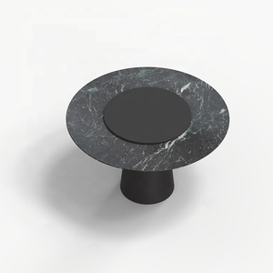 Una perezosa <span class=keywords><strong>Susan</strong></span>, comedor de lujo, mesa de cocina, diseño francés, pata de Metal negro, mesa de comedor superior de mármol verde indio oscuro - Product Image 1