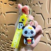 Llaveros de PVC hechos a mano con diseño de panda de dibujos animados, ecológicos, de alta calidad, para parejas, para coche, colgante para bolso, venta al por mayor