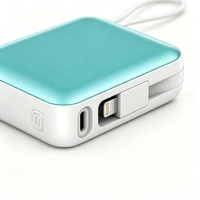 Mini batterie externe portable 10000 mAh intégrée avec port Type-C, affichage LED, charge rapide, logo personnalisé, cadeau d'entreprise, batterie externe de voyage