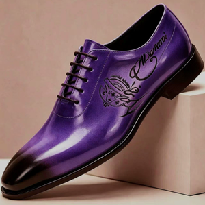 Men Genuine Leather Dress <b>Shoes</b> Pointed Toe <b>Lace</b> Up Embossed Oxfords Business Wedding Party Formal <b>Shoes</b> EU 38 to 47 Large Sizes - Product Image 3