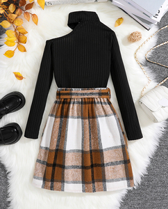 Abbigliamento Autunnale per Bambine di Alta Qualità: Maglie a Maniche Lunghe e Gonne a Quadri alla Moda - Product Image 2