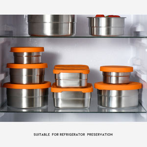 Biểu Tượng Tùy Chỉnh Di Động Kín Leakproof Bento Hộp Ăn Trưa Sinh Thái Thân Thiện Với Thép Không Gỉ Hộp Ăn Trưa Với Silicone Nắp Thực Phẩm <span class=keywords><strong>Container</strong></span> - Product Image 3