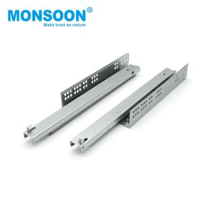 Glissières de tiroir robustes à double paroi de 84 mm de hauteur, à fermeture amortie, pour système de rangement de cuisine avec tiroirs en verre et éclairage LED - Product Image 6