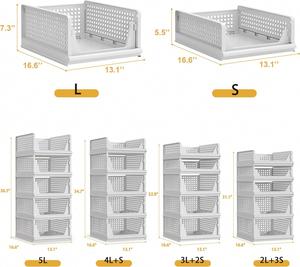 Assembly Folding PP Injection Eco-Friendly Square Clothes <b>Storage</b> Drawer Layered Partition <b>Plastic</b> <b>Shelf</b> Modern Wardrobe <b>Storage</b> - Product Image 3