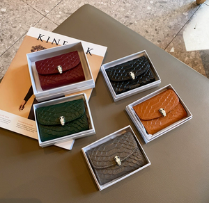 Porta-cartões de Couro Genuíno com Estampa de Pele de Cobra para Mulheres, Carteira Ultrafina com Bloqueio RFID, Bolsas Femininas - Product Image 4