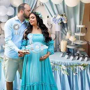 Kit de ceinture de maternité et de baby shower motif éléphant bleu et gris, ceinture ventrale pour baby shower fleuri et épingles de corsage pour future <span class=keywords><strong>maman</strong></span> et future papa - Product Image 2
