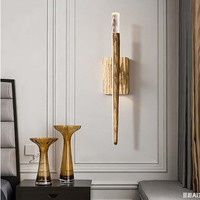 Applique murale moderne en laiton avec abat-jour en cristal LED doré de luxe, lumière chaude 3000K pour salon, chambre et hôtel
