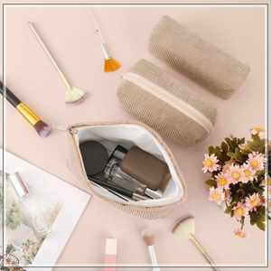 3 Pcs Makeup Bag Set for Women Corduroy Cosmetic Pouch Aesthetic Smile Travel Toiletry Bag <b>Cute</b> <b>Purse</b> Pouch - Product Image 3