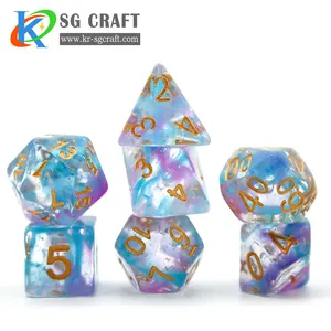 Voor Game Hars Dobbelstenen Custom Polyhedralcustom Dobbelstenen Voorraad Kleur Transparant Casino Rpg Dnd Kwaliteit Paars Goud