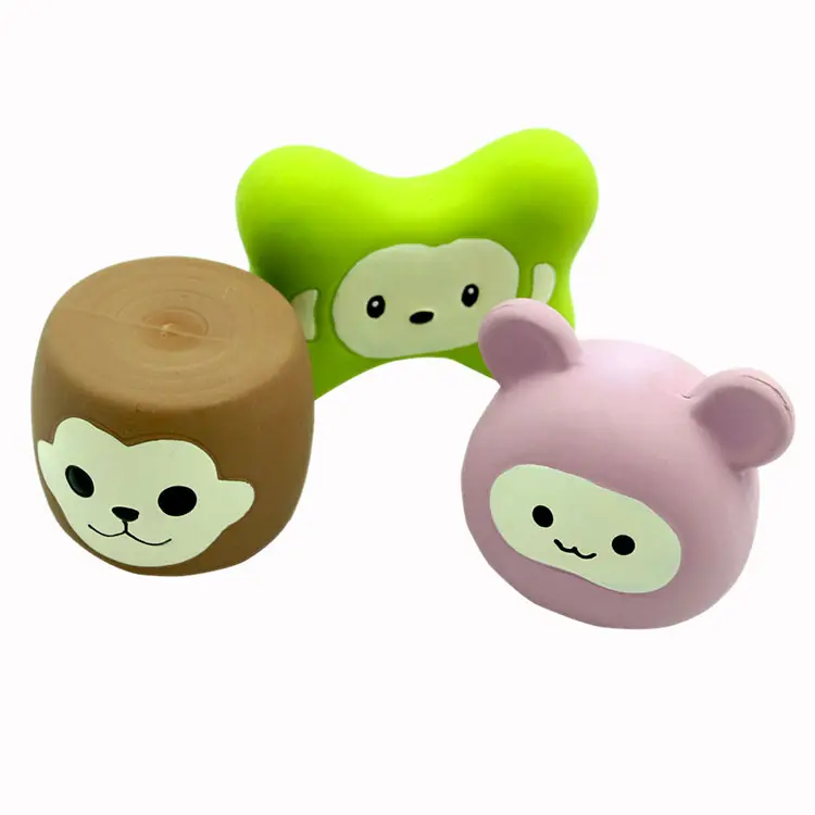 Thinkerpet scimmia topi a forma di testa tamburo giocattolo per cani faccia cigolante palla animale Logo personalizzato giocattolo per cani