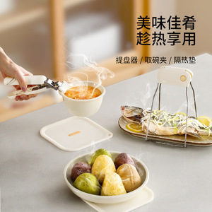 FaSoLa Anti Scalding Dish Tongs Set 3Pcs Heat Resistant Kitchen Bowl Plate Clips With Lifter For Safe Serving - Product Image 2