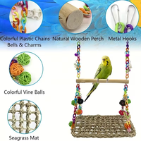 Balançoire double perroquet à chaîne colorée avec hamac en filet d'escalade, jouet éducatif pour oiseaux, toutes les couleurs