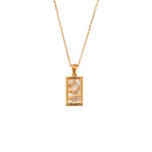 Collar con colgante <span class=keywords><strong>de</strong></span> cartas <span class=keywords><strong>de</strong></span> Tarot cuadradas <span class=keywords><strong>de</strong></span> <span class=keywords><strong>acero</strong></span> inoxidable chapado <span class=keywords><strong>en</strong></span> rodio <span class=keywords><strong>de</strong></span> oro <span class=keywords><strong>de</strong></span> 18 quilates, joyería hipoalergénica <span class=keywords><strong>de</strong></span> esmalte colorido con <span class=keywords><strong>cadenas</strong></span> - Product Image 4