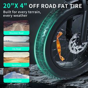 Bicicleta Eléctrica G20 250w Fatbike V20 Pro, Envío Directo desde Almacén en EE. UU. y Europa, Neumáticos Eléctricos 20x4.0, E-Bike - Product Image 3