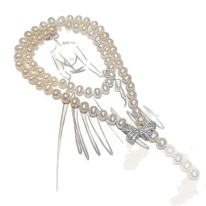 Collar de Perlas de Agua Dulce Naturales Zhizhen de 7-8 mm, Cadena de Suéter, Plata de Ley S925, Colgante Fino con Lazo de Precisión - Product Image 5