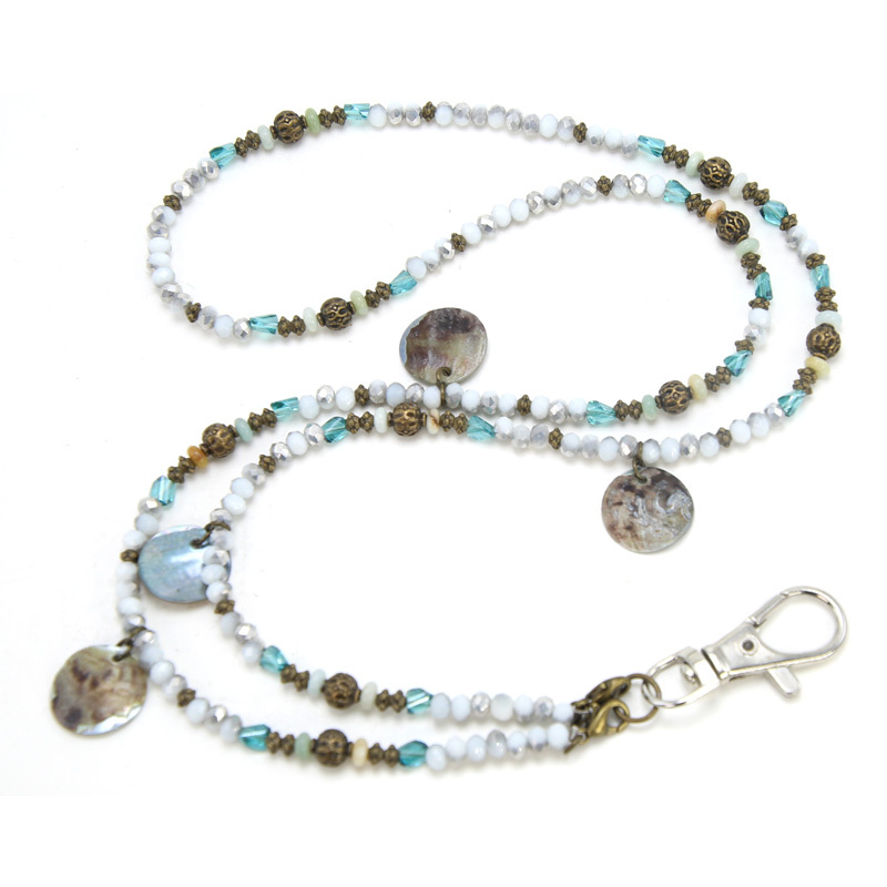 Porte-CARTE D'IDENTITÉ Lanière Perle Bijoux avec Coquille et Porte-clés pour la Fabrication DE Bijoux BRICOLAGE