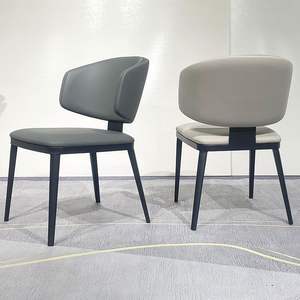 Modern Minimalist Dining Chair With <b>Backrest</b> For Home And Office Use Mocha And Warm Gray Colors Available - Product Image 3