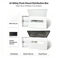 Boîtier de distribution encastré AI-16 voies 63A avec disjoncteur, base en plastique, porte transparente givrée blanche en option, IP30, pour intérieur