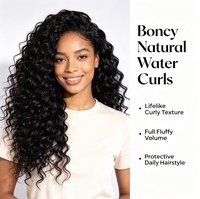 Lots de Cheveux Humains Indiens Vierges Non Traités à 100 %, Ondulés (Water Wave), avec Closure, Noir Naturel, Vente en Gros