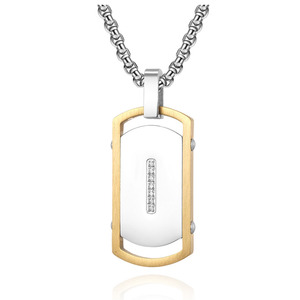 Épissage minimaliste deux couleurs Zircon étanche sans ternissement Pvd acier inoxydable bijoux de mode pendentif colliers pour hommes hommes - Product Image 1