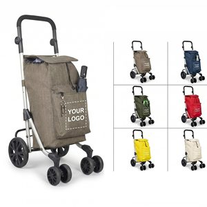 Chariot de courses pliable <span class=keywords><strong>à</strong></span> <span class=keywords><strong>6</strong></span> <span class=keywords><strong>roues</strong></span> personnalisé avec poignée réglable, chariot utilitaire portable en aluminium - Product Image 1
