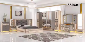 Ensemble de meubles de chambre à coucher King Size modernes de luxe Table de chevet <span class=keywords><strong>avec</strong></span> 5 rangements Meubles de maison en bois - Product Image 3