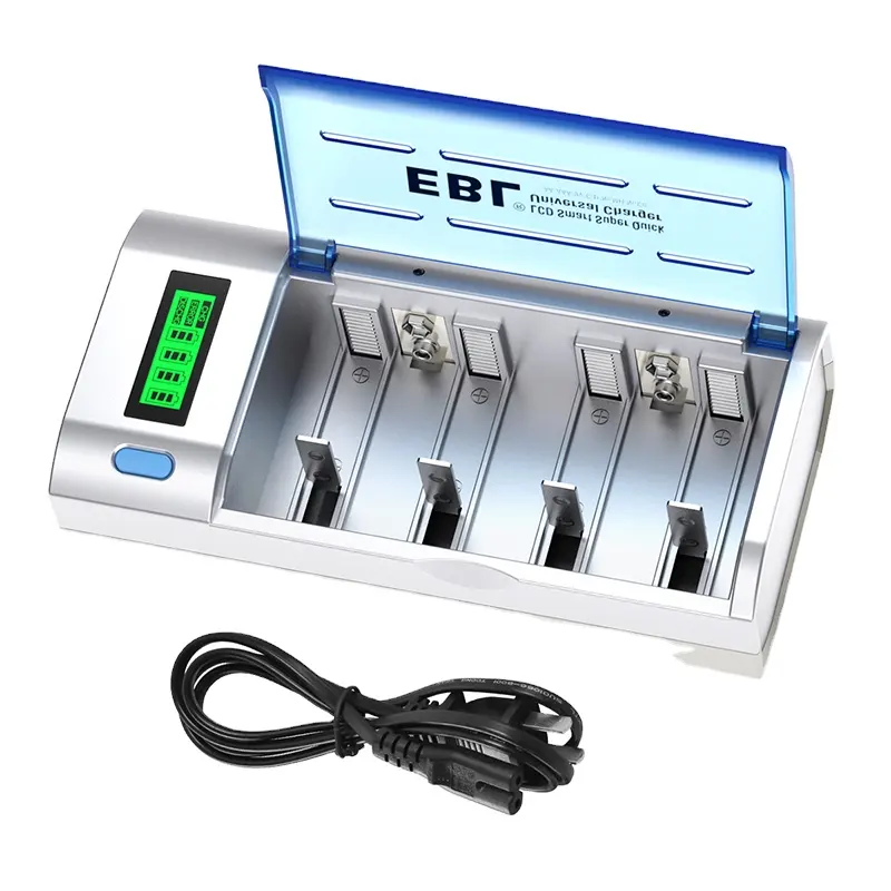 Chargeur de batterie rapide EBL LCD chargeur de batterie universel à 6 emplacements pour batterie Rechargeable Aa Aaa 9V C D