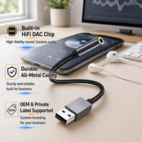 Adaptateur audio HiFi portable USB-A vers 3,5 mm, carte son externe CX31993 DAC 130 dB SNR pour ordinateur, fourniture d'usine OEM