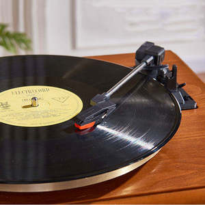Gramófono Vintage de Fábrica, Tocadiscos de Madera Maciza de 3 Velocidades, Reproductor de Vinilo con Bocina de Cobre, Radio FM BT, Decoración para el Hogar, Audio - Product Image 5