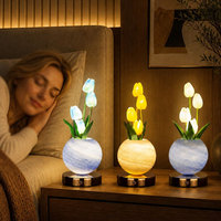 Lampe de table LED portable USB rechargeable pour vase à fleurs, avec variation de couleur et effet de défilement, design moderne pour bureau, chevet, fêtes et Noël