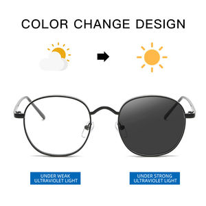 Gafas fotocromáticas <span class=keywords><strong>para</strong></span> hombre mujer unisex oro plata metal redondo hombres lunettes anti reflejo photogray mujer 2023 <span class=keywords><strong>lentes</strong></span> <span class=keywords><strong>de</strong></span> corte azul - Product Image 2