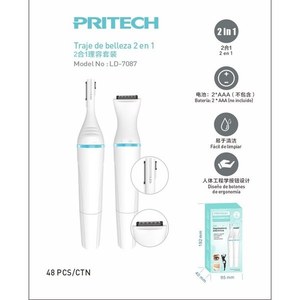 Kit de Aseo 2 en 1 Pritech con Recortadora y Depiladora para Mujer, Depilación Corporal, 48 Piezas CtN - Product Image 3