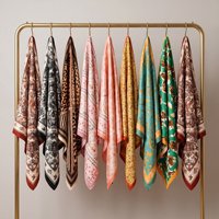 Écharpe bleu sarcelle à motif de chaîne en corde, en tissu luxueux effet soie, avec support de logo personnalisé, élégante écharpe bandana de boutique