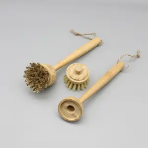 Umwelt freundliche Bambus-Sisal borsten oder Palm faser Abnehmbarer und austauschbarer Kopf Gemüse frucht topf Teller Scrub ber Brush - Product Image 1