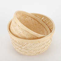 Panier de rangement en bambou naturel tissé à la main avec poignée pour fruits, linge, jouets, organisation de la maison et de la cuisine