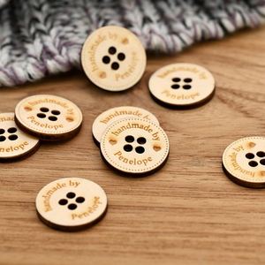 Personalized Custom Laser Engraved <b>Button</b> <b>Wooden</b> Tags 25x25mm Waterproof Durable for Bags Shoes Clothing Keychain - Product Image 2