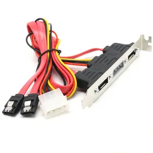 Farsejak kabel adaptor braket PC 2 port, SATA ke eSATA dan IDE 4 Pin daya PCI komputer Slot braket