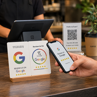 Carte NFC Google Review 13,56 MHz NTAG213 avec code QR, en PVC intelligent, pour avis en tapotant, pour restaurants, hôtels, commerces de détail, réseaux sociaux, OEM