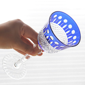 150ml Cortes de mano y cristal multicolor Hock Copa de vino Copa atemporal Edo Kiriko Stemware - Product Image 4