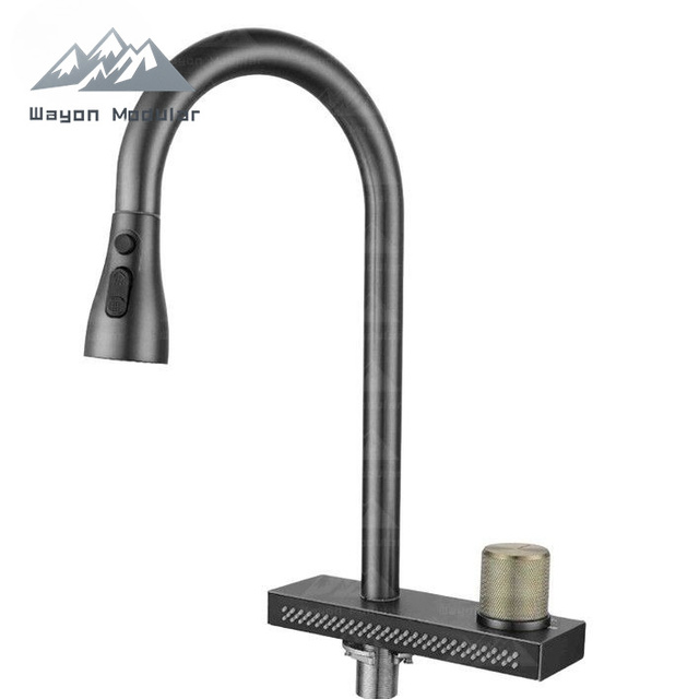 Wayon Digital Display Stainless Steel Waterfall Pull Out Faucet with Single Hole