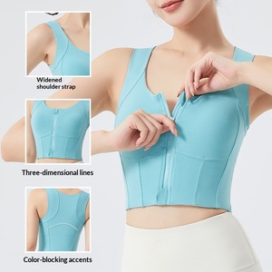Chaleco Deportivo Delgado para <span class=keywords><strong>Yoga</strong></span> con Relleno en el Pecho, Cierre Frontal, para Fitness, <span class=keywords><strong>Yoga</strong></span>, Running y Entrenamiento - Product Image 1