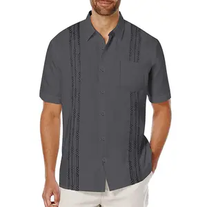 Zanzea — chemises à manches courtes noires pour hommes, grande taille, broderie, coupe normale, confortable, respirant, formelles, à la mode, décontractées