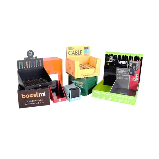 Modello di stampa personalizzata Display da tavolo in carta scatola da esposizione in cartone per snack