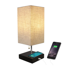 American Modern Linen Wood <b>Table</b> <b>Lamp</b> Touch Control USB Charging Port LED Wi-Fi Eco-Friendly Student Eye Protection <b>Lamp</b> - Product Image 1