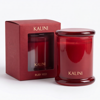 Vente en gros de pots à bougies en verre rouge de luxe de 3 oz avec boîte d'emballage pour la fabrication de bougies à étiquette privée, emballage cadeau