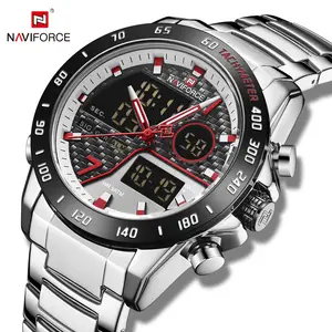 NAVIFORCE 9171 Luxury Fashion Men Wristwatch Quartz Analog LCD Digital Watches Double Display Quartz Watches Waterproof Clock