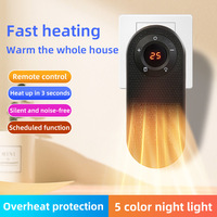 Pemanas Ruangan Mini Plug-in Laris Manis, Pemanasan Cepat 3 Detik, Senyap, Pengatur Waktu, Proteksi Panas Berlebih, Lampu Malam 5 Warna untuk Kamar Tidur