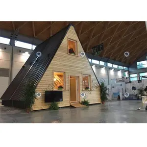 การออกแบบที่กำหนดเองไม้สำเร็จรูปโครงเหล็กวิลล่าบ้านเข้าสู่ระบบห้องโดยสารบ้านเล็กๆ