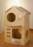 Grande villa en bois de luxe à deux étages, amovible, pour animaux de compagnie (chiens et chats), avec gamelles