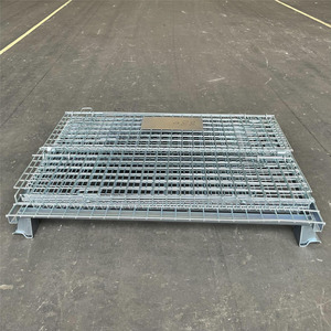 Kho hậu cần nhiệm vụ nặng nề hàng hóa dây lưới đóng mở có thể gập lại nestable 4 bên lưu trữ lồng Xe đẩy giỏ hàng CuộN <span class=keywords><strong>container</strong></span> - Product Image 4